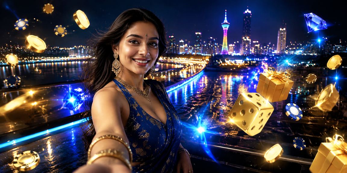 Ahmedabad riverfront overlay with deposit and blue gold theme