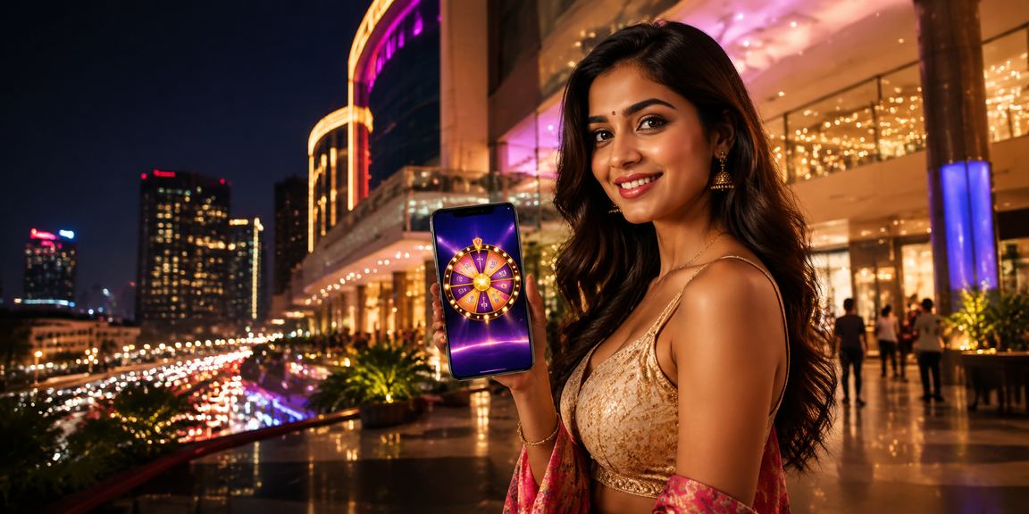 Neon gambling and roulette scene in Pune city